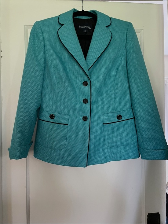 Evan Picone Jackets & Blazers - Vintage Evan-Picone Teal Notch Collar Blazer
